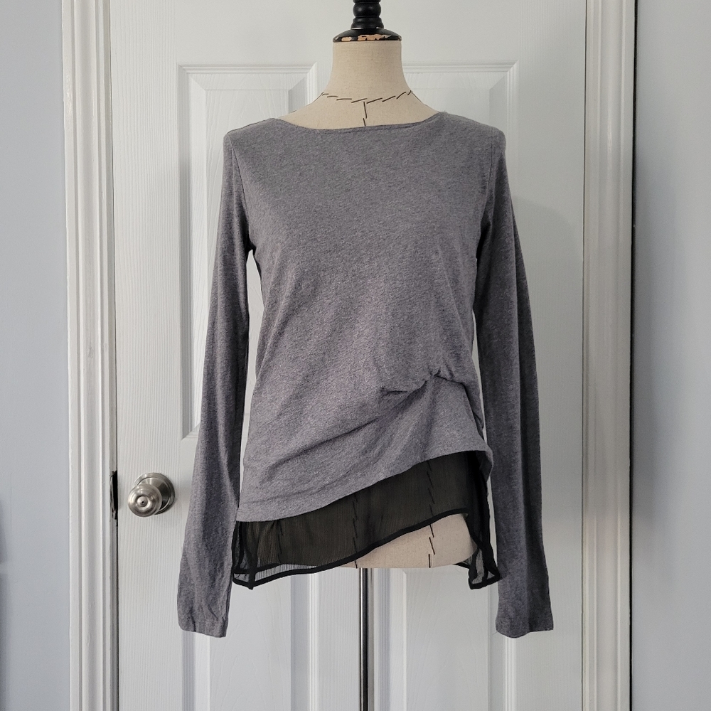 All Saints Gray scrunch layer tee